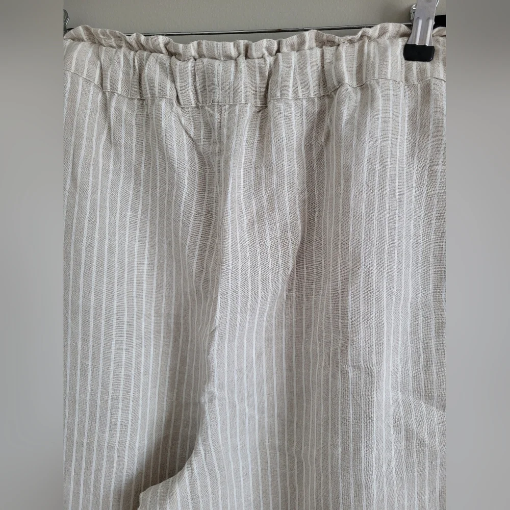 Chico's Women 100% Linen Wide-Leg Culotte Pants High Rise Oatmeal $109 12/Large - Picture 15 of 16